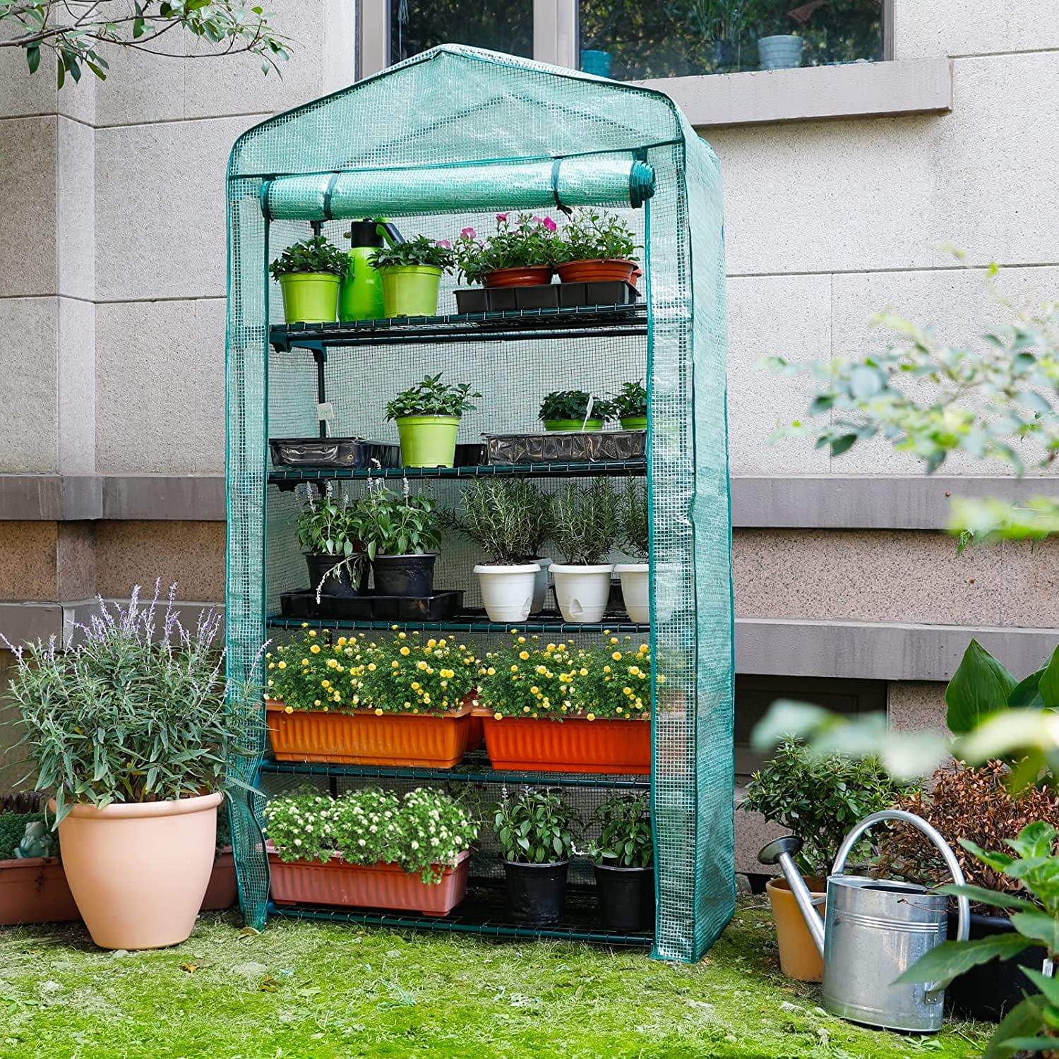 Garden 50% Extra Wide Mini Greenhouse 4 Tier Portable Plant Green
