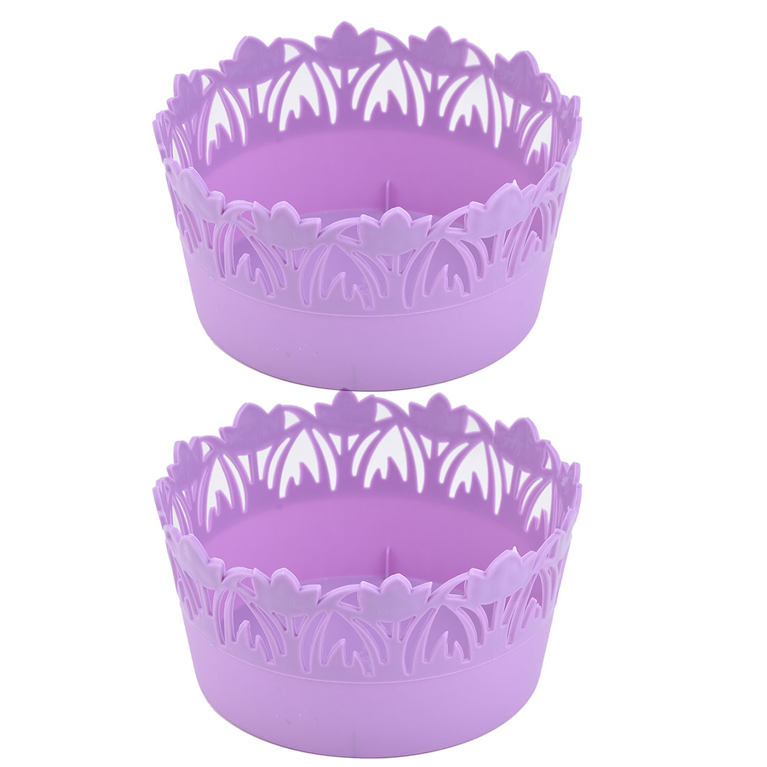 Unique Bargains Home Plastic Flower Design Hollow Out Storage Basket