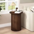 thumbnail image 3 of Round Fluted End Table, Small Accent Pedestal Side Table, Wood Fluted Nightstand Bedside Table for Living Room, Bedroom, Handcrafted Finish, Brown, 3 of 6