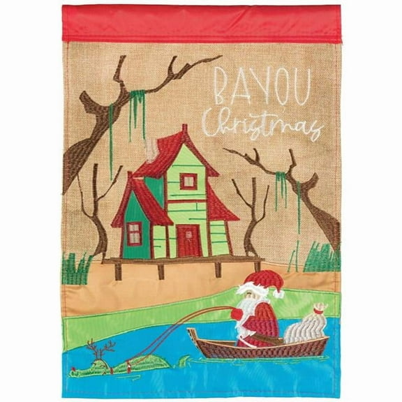 Magnolia Gardens M011663 13 x 18 in. Santa Bayou Christmas Burlap Garden Flag
