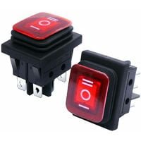 2 piezas Interruptor basculante de encendido/apagado/encendido DPST 6 broches 3 posiciones Conmutador basculante con indicador rojo LED 16A 250V AC para coche Camion Moto Bateau KCD4-203N-R