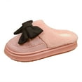 thumbnail image 5 of Suede Platform Slippers for Women Sweet Bowknot Winter Plush Warm Comfy Soft Sole Nonslip Casual Slip on House Shoes Red Size 6.5, 5 of 6
