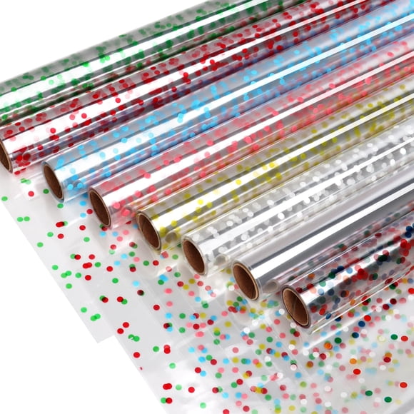 Rollos de Papel Celofán CMFYHM 86 cm x 5 m con 8 Colores y Lunares