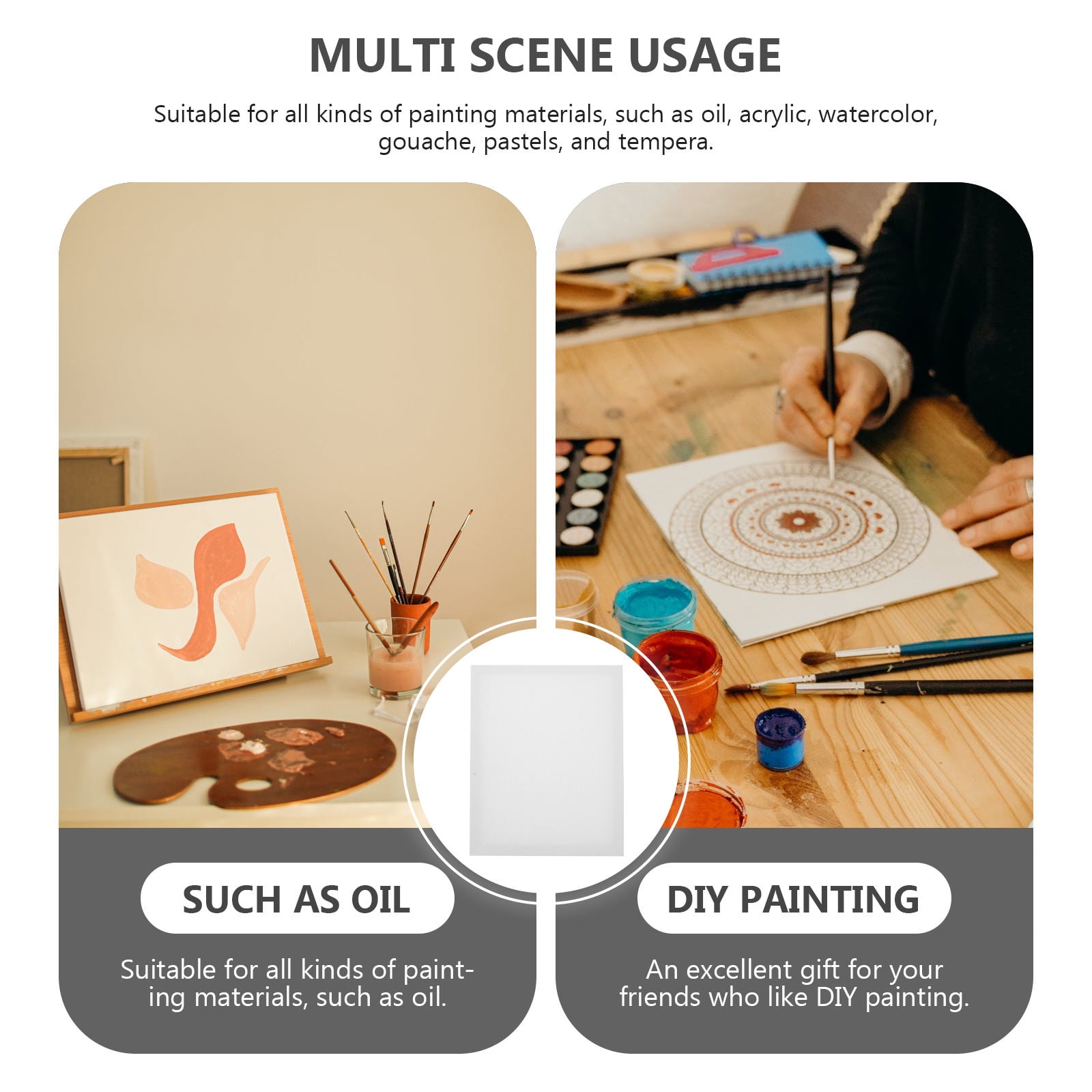 PAMINGONO 2-Pack White Blank Canvas Frames for Artists, Perfect for Oil, Acrylic, Watercolor Painting and Drawing