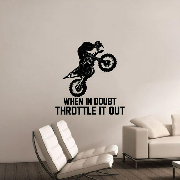 Dirt Bike When I Ride I Feel Free Quotes Dirt-Bike Quote Vinyl Wall Art Sticker Decal Sports Boys Kids Room Design Bedroom Bike Extreme Sports Wall Art Sticker Vinyl Decoration Size (40x24 inch)