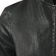 thumbnail image 5 of HOOMEUMY Mens Hoodless Leather Jacket Slim Fit Design Casual Workout Long Sleeve Clothes Fashion 2025 Trendy Classic Solid Coat Stand Collar Jacket Black M, 5 of 5