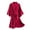 Red 1, variant on Plus Size Robes for Women Satin Long Sleeve Belted Lounge Nightgown Comfy Mid Length V Neck Bathrobe