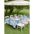 thumbnail image 3 of Rectangle Outdoor Tablecloth with Umbrella Hole and Zipper 60x102 Inch, Blue Coastal Coral Waterproof Patio Table Cloth, Summer Nautical Sea Beach Ocean Washable Picnic Table Cover for Camping Dining, 3 of 7