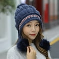 thumbnail image 5 of CoCopeaunts Autumn Winter Warm Knit Hat for Women Beanies Hat Sweet Ear Protection Woolen Cap Balaclava Pompom Bonnet Skullies Beanies Hat, 5 of 6