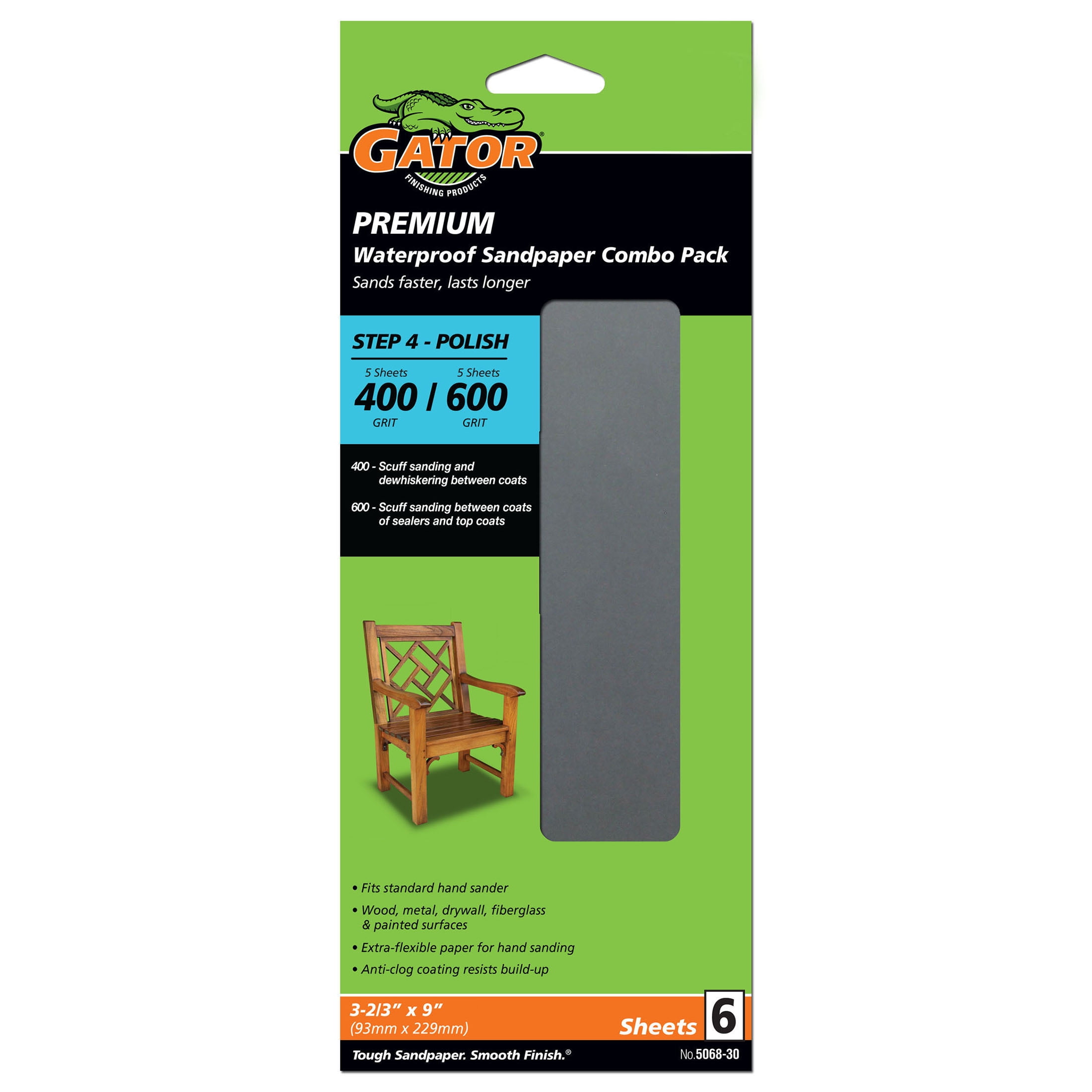 Gator Premium Sanding Sheet 400/600 Grit, 6 Pack