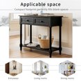 thumbnail image 6 of 35" Console Table with 2 Drawers, 2-Tier Entryway Table with Storage Shelf, Narrow Wooden Sofa Table for Living Room, Foyer, Hallway, Bedroom, Black, 6 of 7