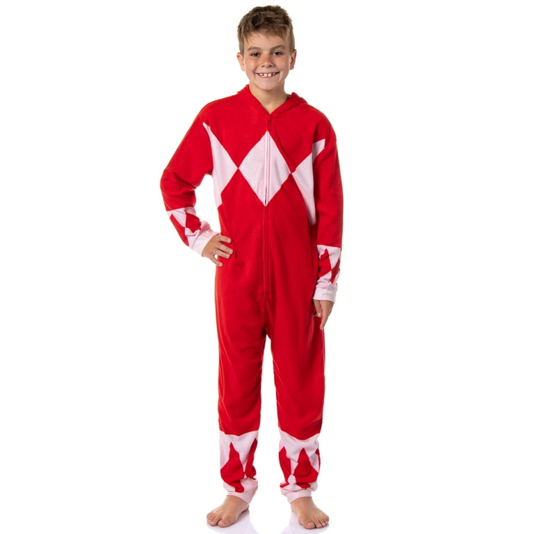 Power Rangers Boys Red Ranger Hooded Costume Union Suit Sleeper Pajama