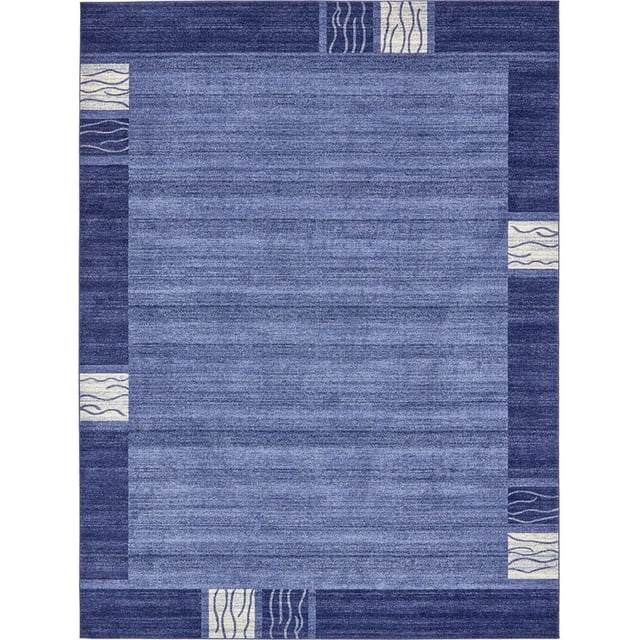 Unique Loom Del Mar Contemporary Design Rug 10' x 13' Rectangle Navy Blue/Ivory