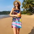 thumbnail image 3 of Disketp Space Colorful Donut para Vestido sin Mangas para Mujeres, Vestidos de Verano para Mujeres, Casual y Holgado para la Playa, 3 of 7