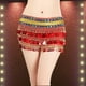 thumbnail image 4 of Falda de danza del vientre para mujer, ligera, brillante, con cinturón para la cadera, con borlas y bufanda Rojo, 4 of 9