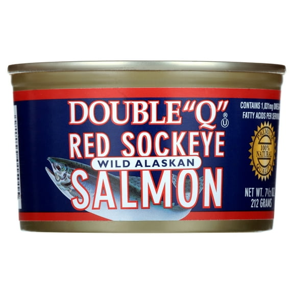 Double "Q" Wild Alaskan Red Sockeye Salmon, 7.5 oz Can
