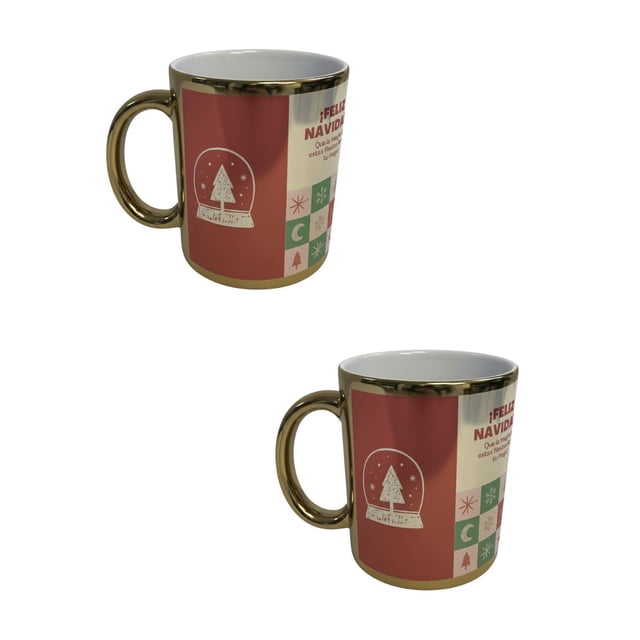 Duo deTaza Navideña 11oz - Esfera Nieve y Collage Festivo