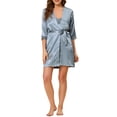 thumbnail image 1 of INSPIRE CHIC Women's 4 Pcs Silk Satin Pajama Set Cami Top Nightgown Lace Robe Sets S Light Blue, 1 of 5