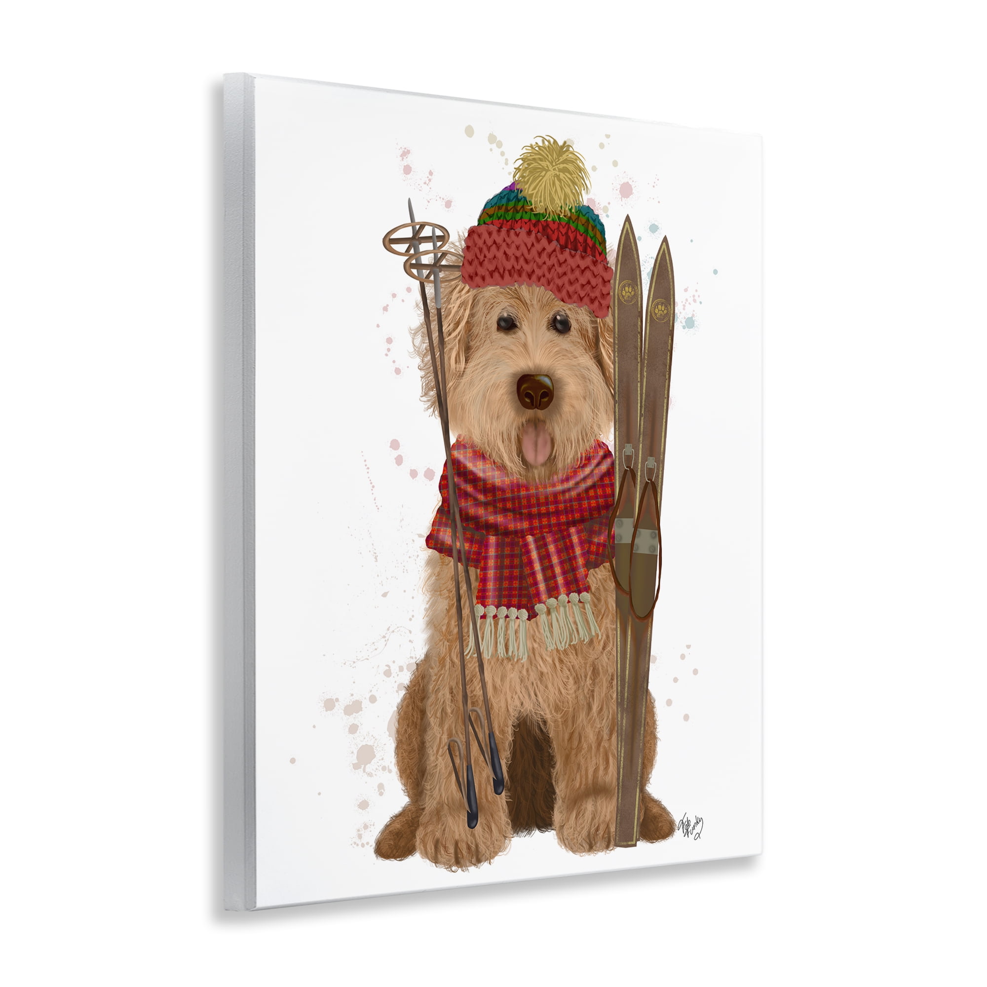 Stupell Industries Dog with Winter Skis Animals & Insects Painting Unframed Art Prints Wall Art, 11 x 14