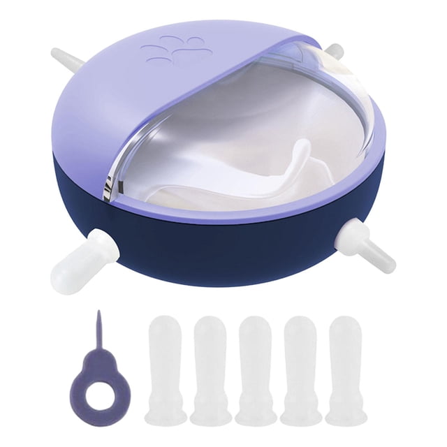 Comedero para cachorros, cuenco de leche con boquilla de succión integrada, práctico cuenco de lactancia para mascotas recién nacidas, 180ml, cuenco , Violeta