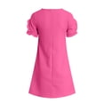 thumbnail image 4 of vigerkar Robes d'Été pour Filles T-Shirt Décontracté Col Ras du Cou Manches Pétales Robe de Vacances (Rose Vif, 11-12 Ans), 4 of 8