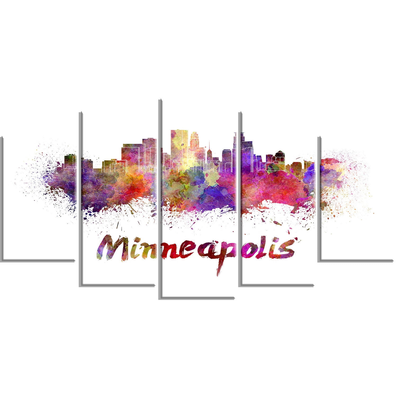 Minneapolis Skyline 40.00" x 30.00" Painting Art Prints, by Designart