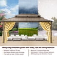 thumbnail image 4 of HOTEEL 10' x 15' Hardtop Gazebo, Outdoor Steel Double Galvanized Roof Canopy, Aluminum Frame Permanent Pavilion Metal Gazebo with Curtains and Netting, Sunshade for Patios, Gardens, Lawns, Brown, 4 of 15