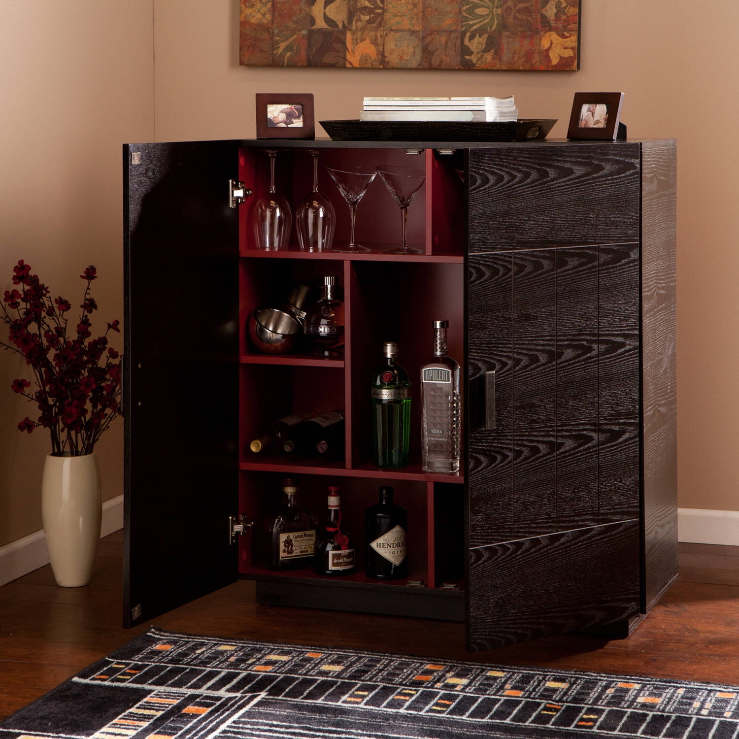 Southern Enterprises Chapli Midcentury Modern Bar Ebony/Red