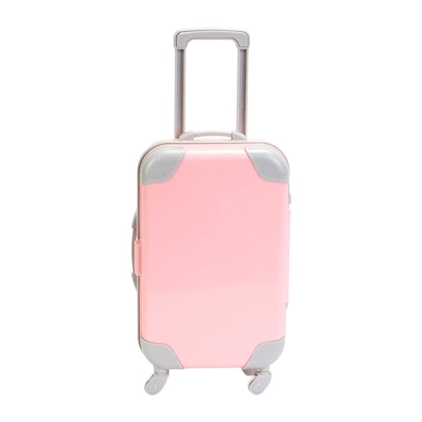 Maleta de viaje para muñecas de 18 pulgadas, maleta con ruedas, mini maleta de viaje para muñecas. Rosa