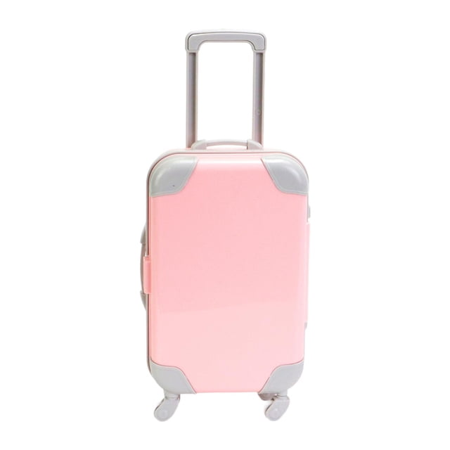 Maleta de viaje para muñecas de 18 pulgadas, maleta con ruedas, mini maleta de viaje para muñecas. Rosa