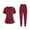 Wine, variant on Women's Nurses Elastic Waist Casual Short Sleeve Scrub Tops and Long Pants Sets Nurse's Uniform Lounge Set with Pocket