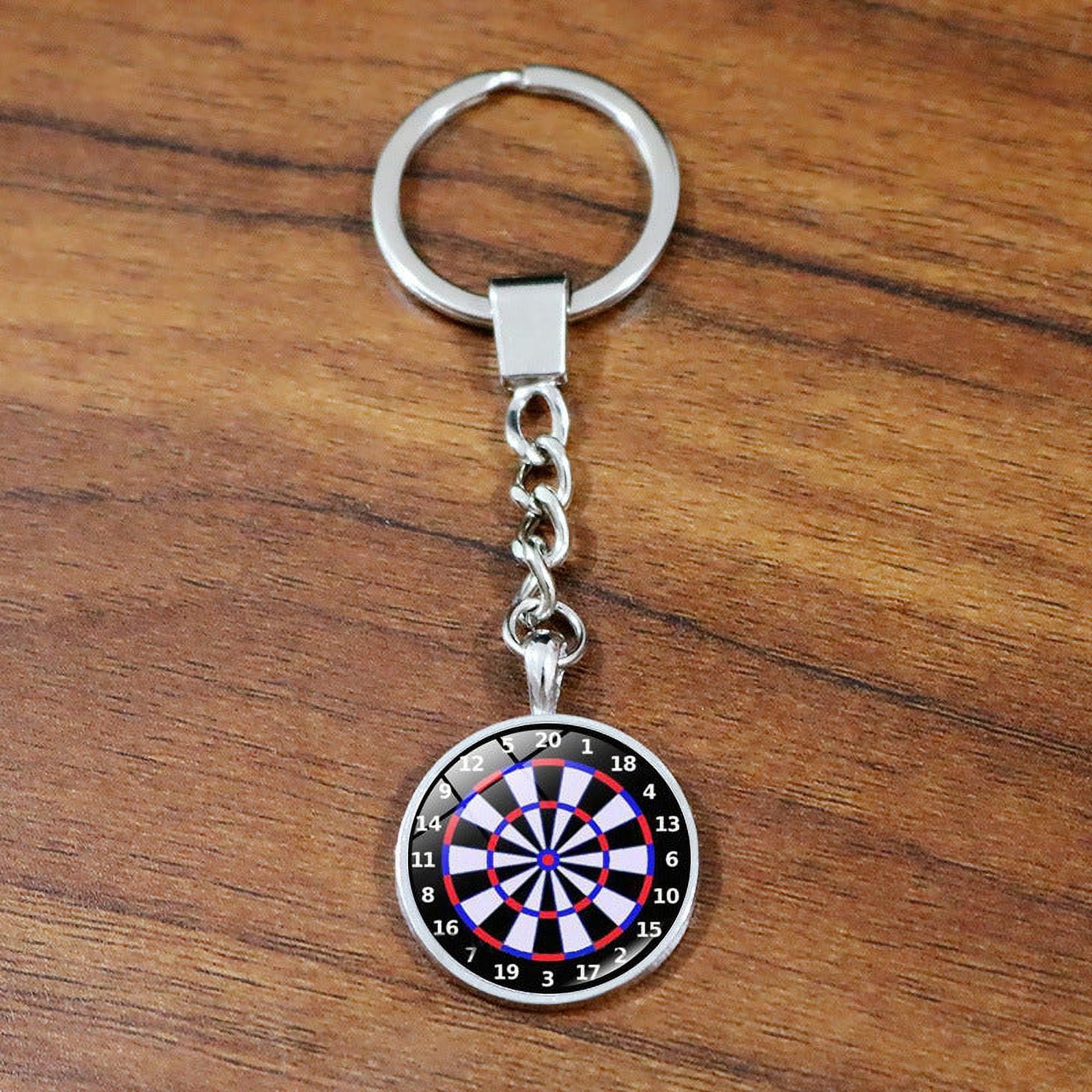 Metal Keychain with Glass Gem Dart Target Design Zinc Alloy Key Ring Creative Jewelry Accessory Gift for Friends and