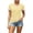 Yellow, variant on Women'S Striped Short Sleeve Shirts Summer Comfy Casual V-Neck Basic T-Shirt Loose Fit Lightweight Daily Wear Tops Brown