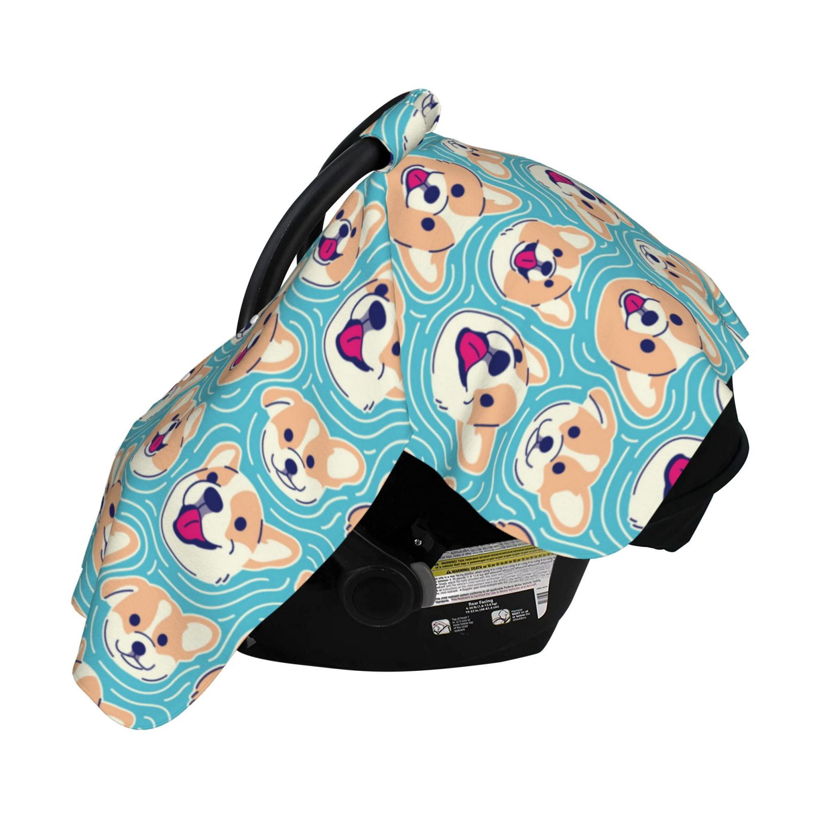 Naloa Cute Corgi Head Baby Car Seat Cover, Breathable Baby Carrier Cover, Multiuse Baby Carrier Cover & Nursing Breastfeeding Cover