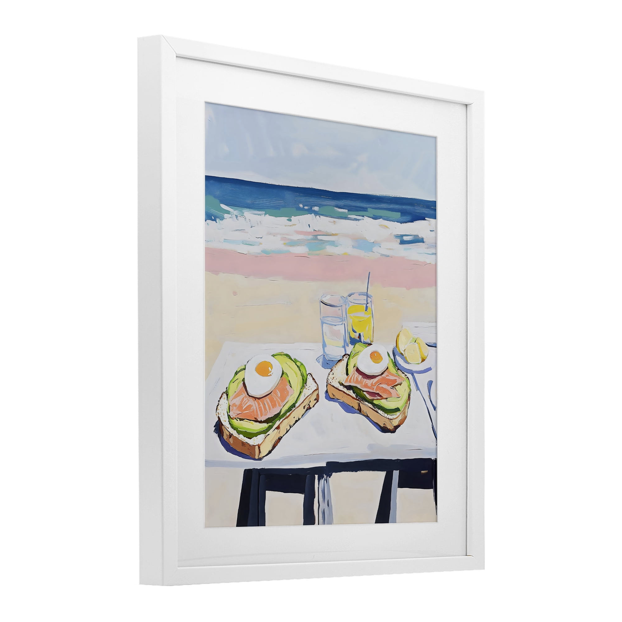 Stupell Industries Avocado Toast at Beach White Framed Print Under Glass, design by The Prints Vibe