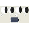 (4) Rockville MS40B White 4" Tower Speakers+Hifonics Amp For ATV/UTV/Cart