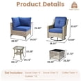 thumbnail image 3 of Vcatnet 6 Pieces Patio Outdoor Conversation Set All Weather Wicker Furniture Swivel Rocking Chairs Sofa Set with Solar Lamp Coffee Table,Navy Blue, 3 of 8