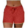 thumbnail image 2 of Uaswgudfs ​Adjustable Drawstring Running Shorts for Women - Colorblock Hem & 3.5" Inseam Summer Activewear​ Red XL, 2 of 7