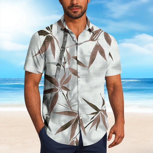Blusa y camisa de manga corta con cuello vuelto Camisa casual para hombre Camisa de bolos vintage de manga corta Camisas de verano de playa cubana Camisa con botones Blusa para hombre Poliéster
