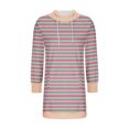 thumbnail image 5 of SMihono Fashion Women's Striped Pullover Dress Casual Long Sleeve Drawstring Hoodies Fashion Color Block Sweatshirt Tunic Dresses Hot Pink 6, 5 of 5