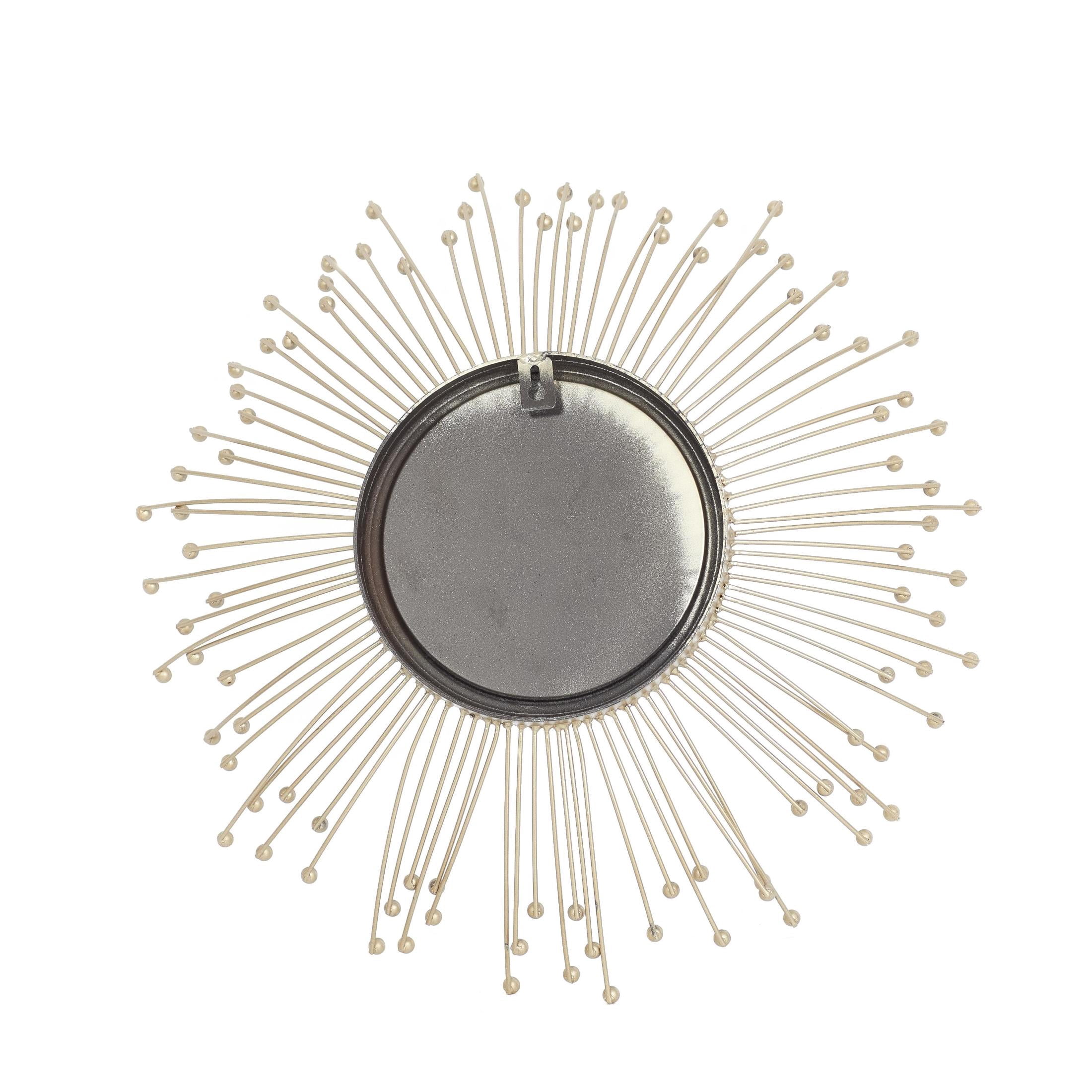DecMode 16", 15", 12"D Gold Starburst Wall Mirror, Set of 3