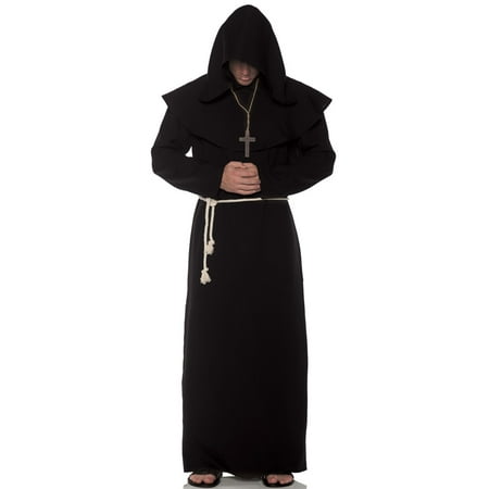 Renaissance Monk Robe - Religious Monk Adult Costume (Black)