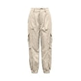 thumbnail image 5 of Karymi Women's Shorts Pleated Cargo Jogger Pants, Solid Wide Leg Long Trousers, Multi Large Flap Side Pockets, Elastic Cuffed Ankle Hem (Belt Not Included) Women's Clothing, 5 of 6