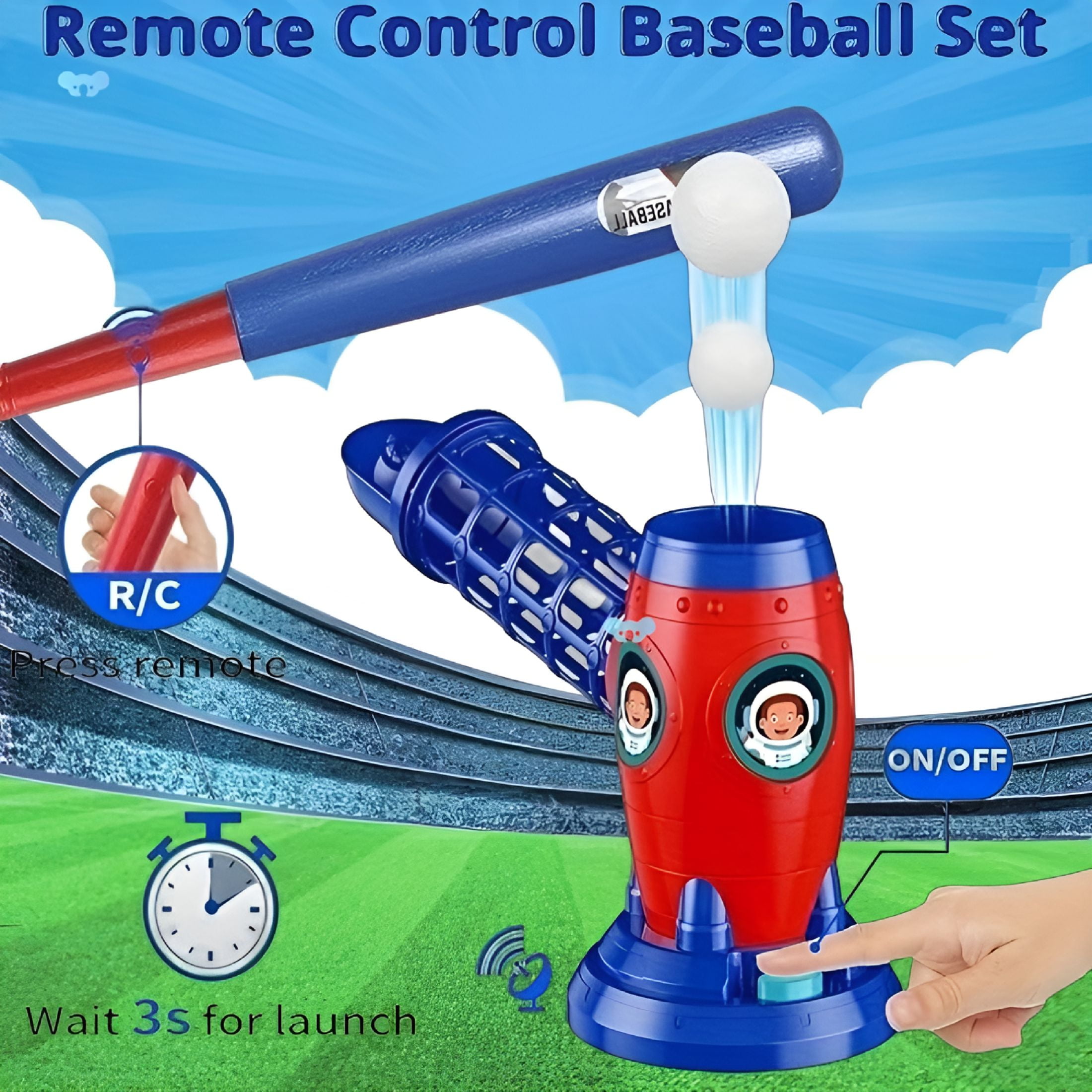 BESTSKY Youth Baseball Pitching | Automatic Pop-Up Trainer with Remote | Adjustable 3.9-4.3ft Height | Portable Batting Practice Set Includes 5 Balls