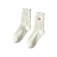 thumbnail image 2 of Njagoc3 1PCS·Women's Minimalist Embroidered White Ankle Sock Set - Soft Comfortable Daily & Casual Wear, 2 of 2