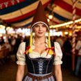 thumbnail image 2 of Oktoberfest Pointed Gnome Hat With Braids, Non‑Woven Bavarian Maid Costume Headpiece For Themed Party Cosplay Events, 2 of 5