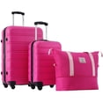 thumbnail image 1 of Set de equipaje Merax de 3 piezas, 20 cm, 28 cm, funda rígida rosa con ruedas, 1 of 6