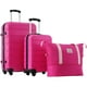 thumbnail image 1 of Set de equipaje Merax de 3 piezas, 20 cm, 28 cm, funda rígida rosa con ruedas, 1 of 6