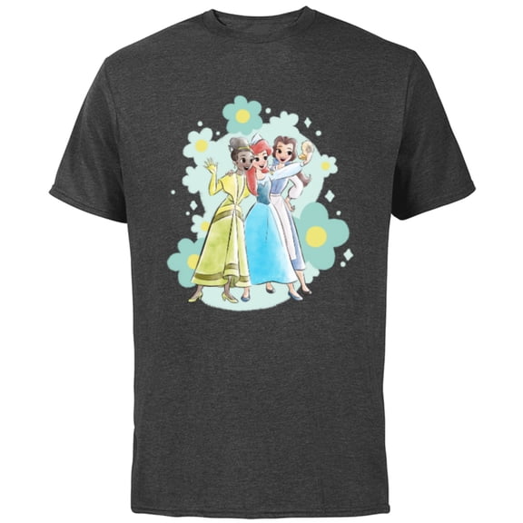 Disney Princess Tiana Ariel and Belle Seashell Selfie - Short Sleeve Cotton T-Shirt for Adults - Customized-Charcoal