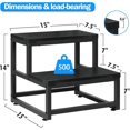 thumbnail image 2 of Step Stools for Adults Kids, 2 Step Stool for High Beds, Heavy Duty Steel & Sturdy Wooden Step Stool Helper, Supports Up to 500lb, Foot Stool for Kitchen Bedroom Bathroom - Black, 2 of 15